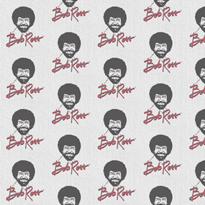 Studio E Bob Ross Joy of Painting Bob Ross Signature Gray Fabric by The Yard