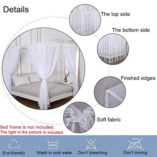 Princess Canopy Bed Curtains Bed Canopy Curtains with Lights Full/Queen
