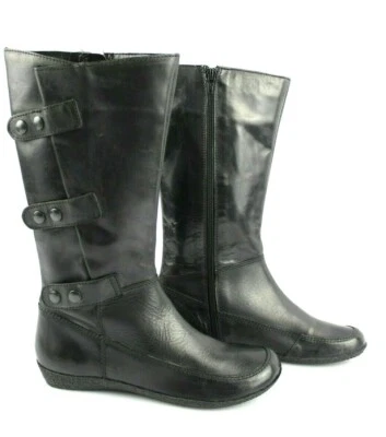 SAN MARINA Bottes plates Cuir Noir T 37 Très bon état - Photo 1/4