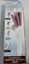Vivitar Simply Beautiful Foldable 3-In-1 Ceramic Styling Iron/1-Inch Barrel-NEW
