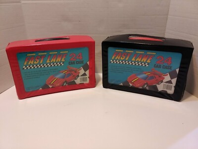 Lot of 2x Vintage Fast Lane 24 Car Case Red & Black 1990 Geoffrey, Toys R Us