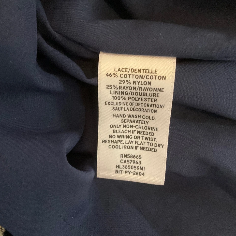 Vestido Chelsea28 Azul Marino Blanco Encaje Manga Campana Floral Línea A Para Mujer Talla 4 Foto 3 de 4