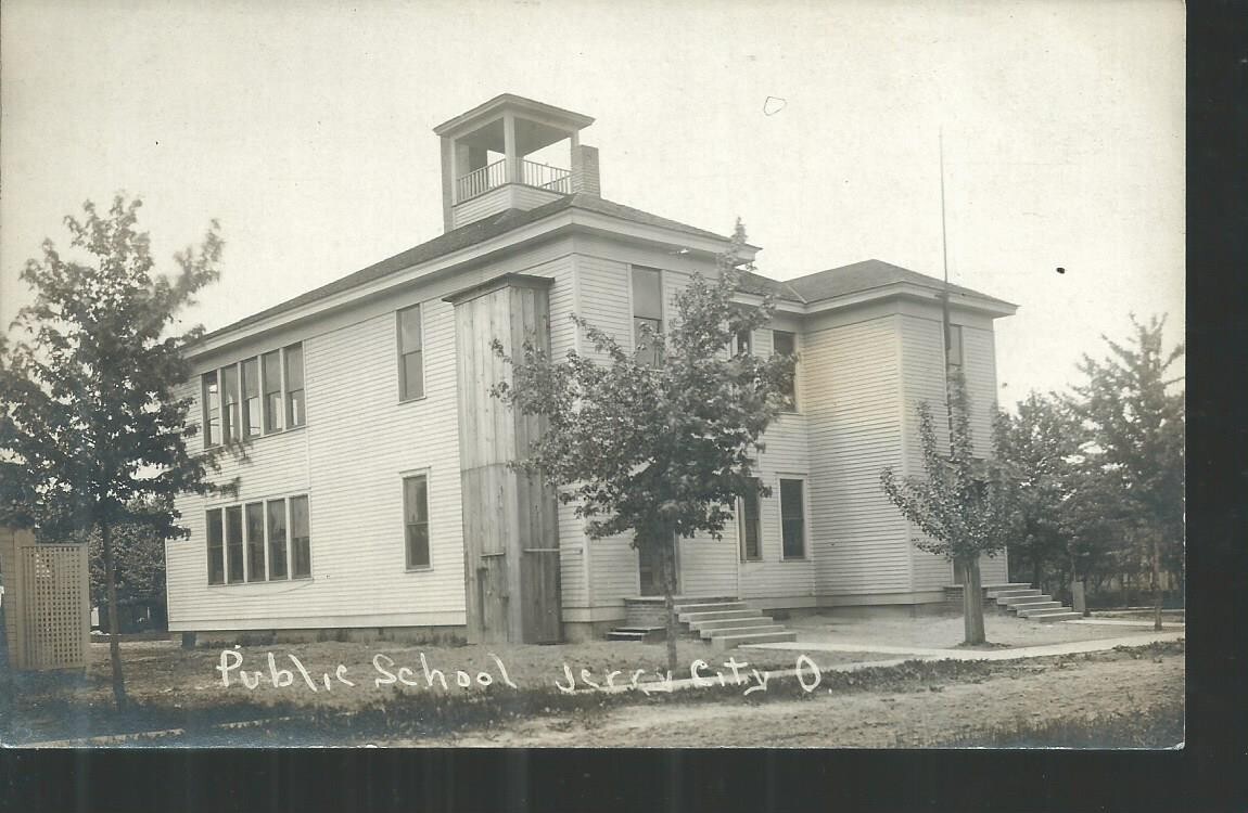 GREAT EARLY RPPC VIEW OF PUBLIC SCHOOL IN JERRY CITY, OH 1909 eBay