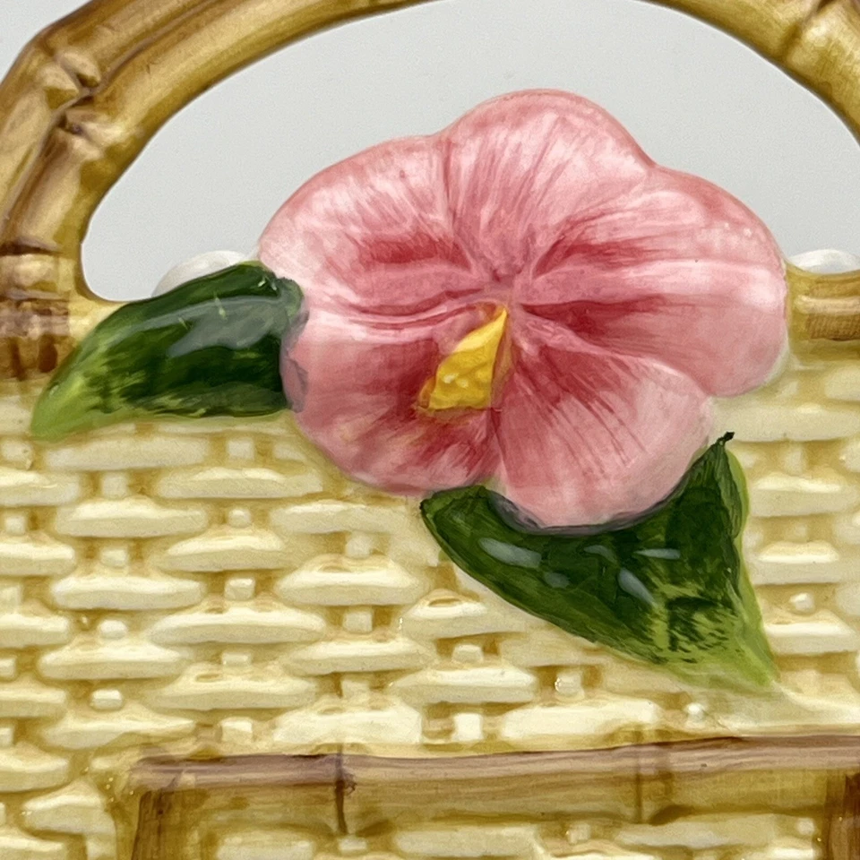 Juego de 3 platos monedero colgantes de pared Boston Warehouse ratán cocodrilo leopardo cerámica Foto 3 de 4