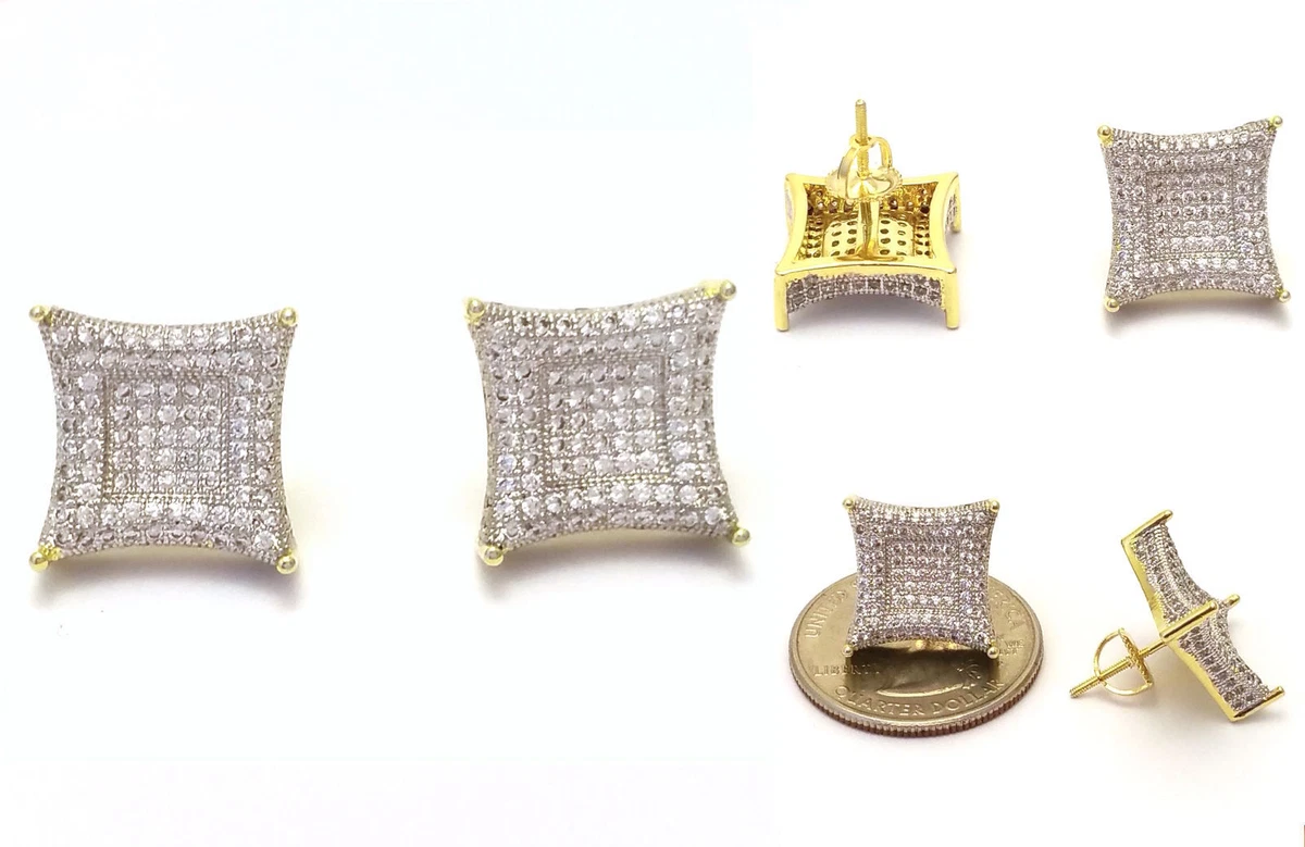LIL JOJO 18K YELLOW GOLD FINISH LAB DIAMOND SCREW BACK STUD EARRINGS