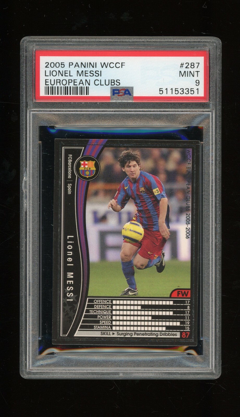 2005 Panini WCCF Lionel Messi #287 PSA 9