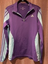 Adidas Women's Climalite Purple/Teal 1/4 Zip Pullover Track/Workout Jacket Sz M
