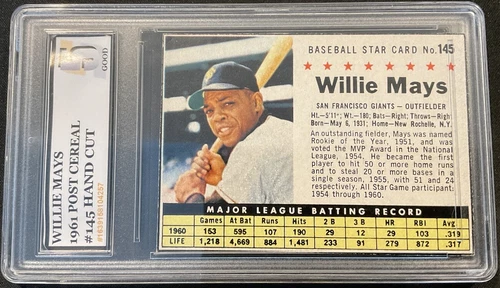 1961 Post - Hand Cut #107 Hank Aaron SNC 6 (Very Good)