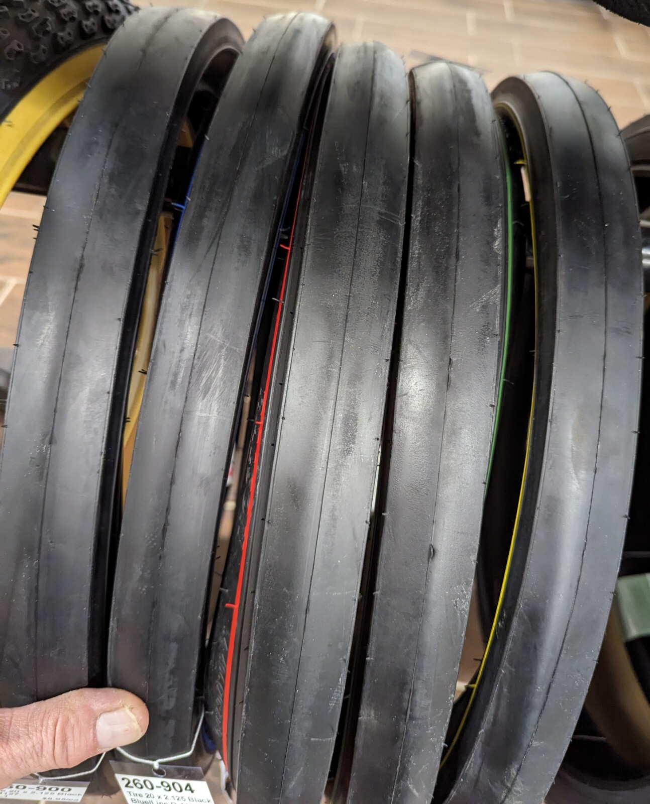1 RALSON BICYCLE SCHWINN STYLE SLICK WIDE TREAD TIRE 20X2.125 BLACK W/BLUE LINE