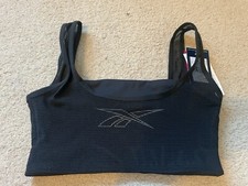 Reebok Womens SR Lounge Sports Bra Black Mesh Scoop Speed Wick Stretch XS New