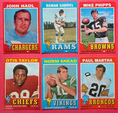 1971 TOPPS FOOTBALL N.SNEAD  J.HADL  M.PHIPPS  R.GABRIEL  P.MARTHA  O.TAYLOR