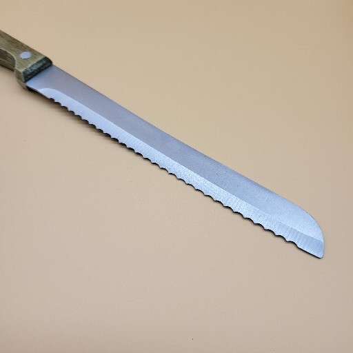 Bread Knife 8" Blade Wood Handle 3 Rivets Stainless Steel Wood Handle Leaf Logo