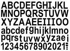 Block Font Upper and Lowercase Letters 78 pcs 0.75 Inch Black Fused Glass Decals