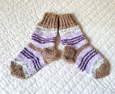 HAND KNIT KIDS SOCKS BOY GIRL SIZE 3-5 YEARS OLD WARM SOFT GIFT NEW HANDMADE