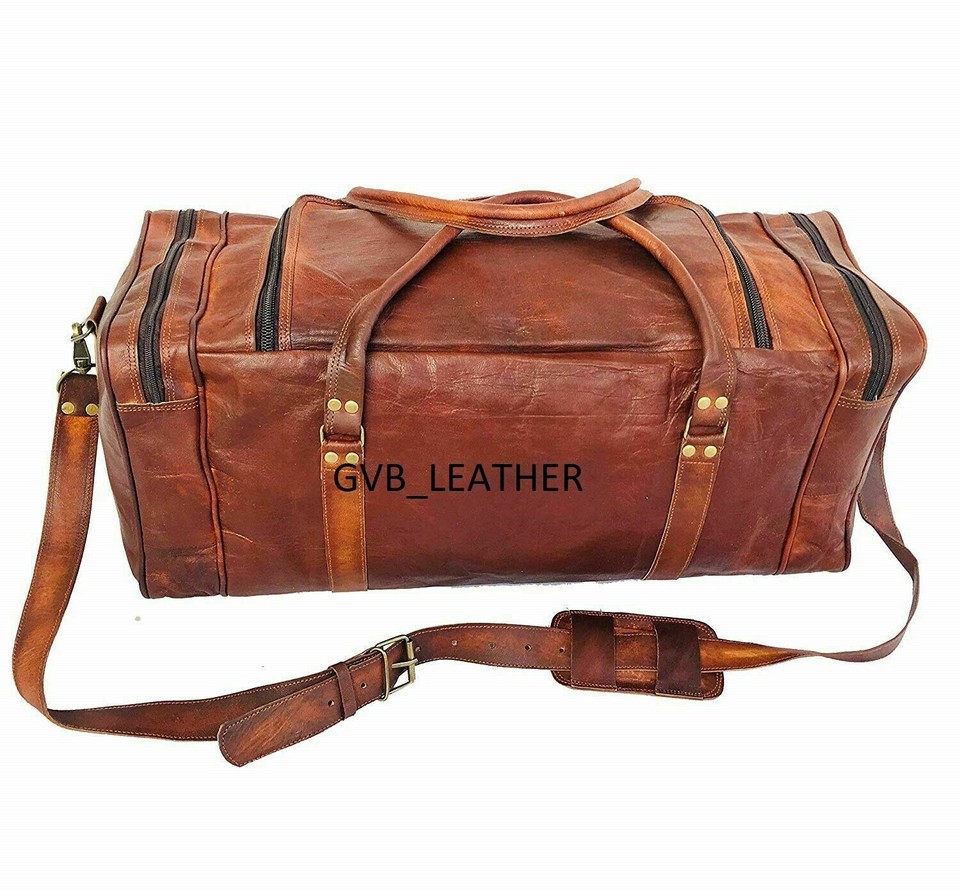 Sac De Sport Cuir Vintage - Grand Modèle, Marron, Style Rétro, Fait Main - Neuf