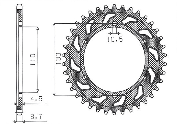 Couronne arrière JTR479.43 de 43 dents en pas 530 pour moto Yamaha R1 de 1998 à 2003