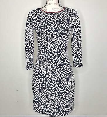 BELLE BADGLEY MISCHKA Navy Blue/White Floral Stretch Textured Knit Dress  size 4 | eBay