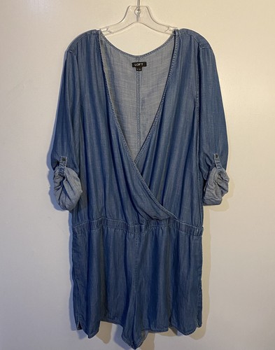 Loft Chambray Romper Jumpsuit Shorts 