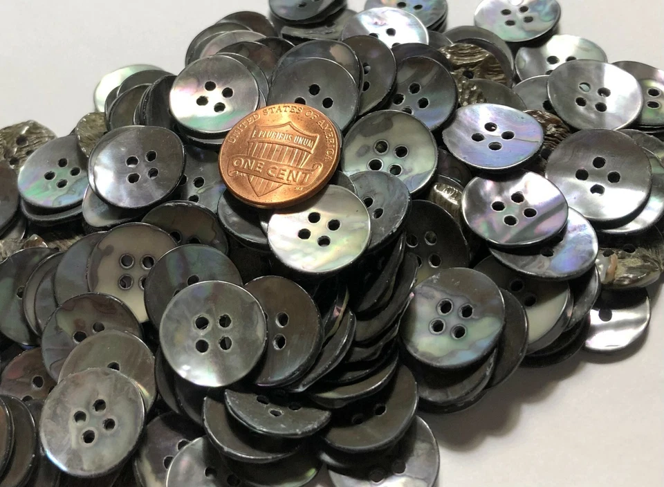 8 PCS ONLY Concave Iridescent Smoke Gray Abalone Buttons 15mm Almost 5/8" 11693 - Image 3 of 4