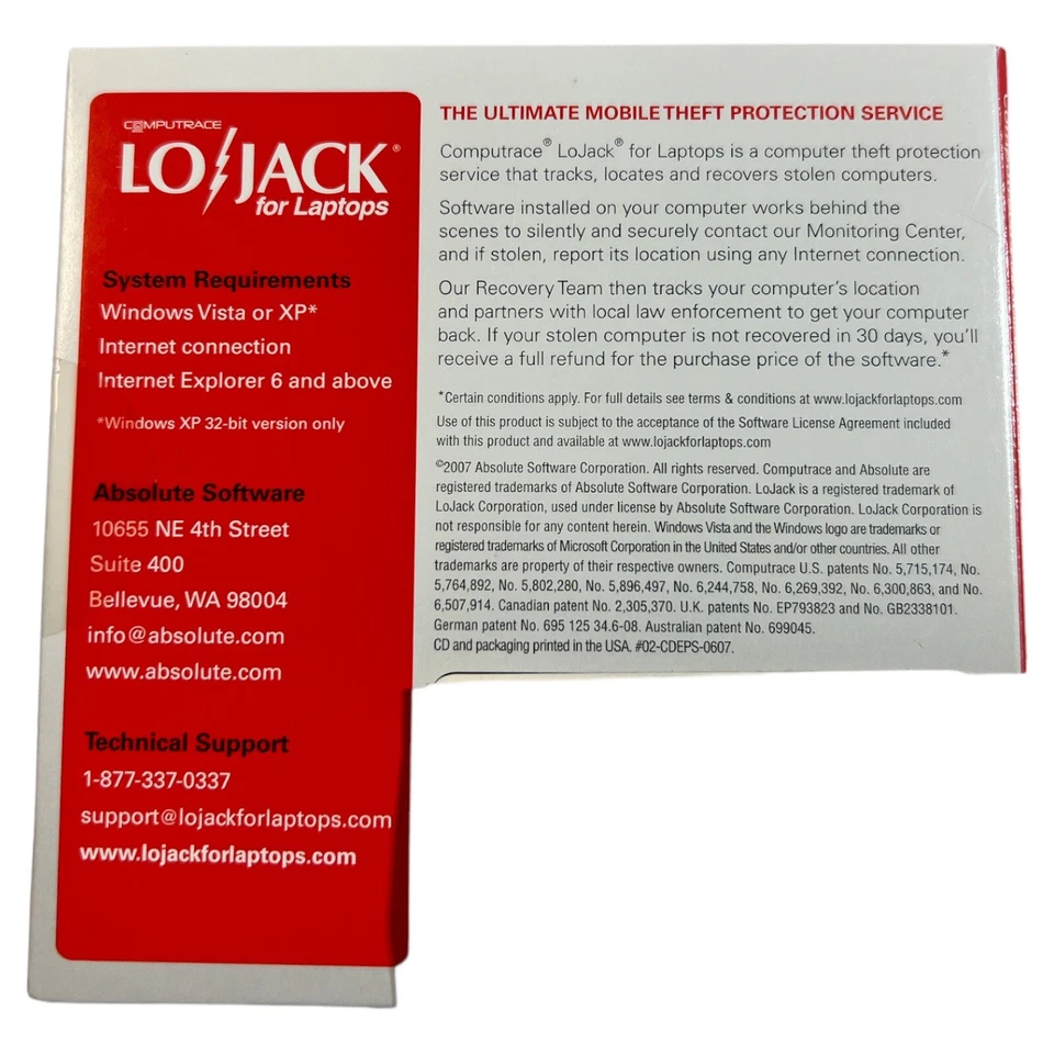 Lojack For Laptops, Stolen Computer Recovery Service( Computrace) Windows XP CD - Image 3 of 3