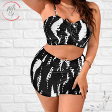 Plus Size Tie Dye Top and Short Swimsuit 3XL