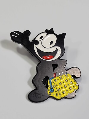 Felix the Cat Lapel Pin Cartoon Character Waving & Carrying Bag | eBay