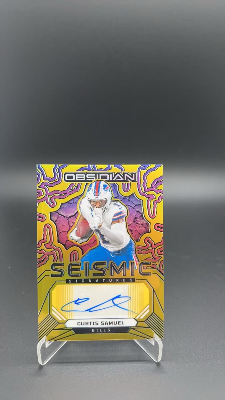 2024 Panini Obsidian NFL Curtis Samuel Seismic Signatures Gold Auto /10 #4439 S