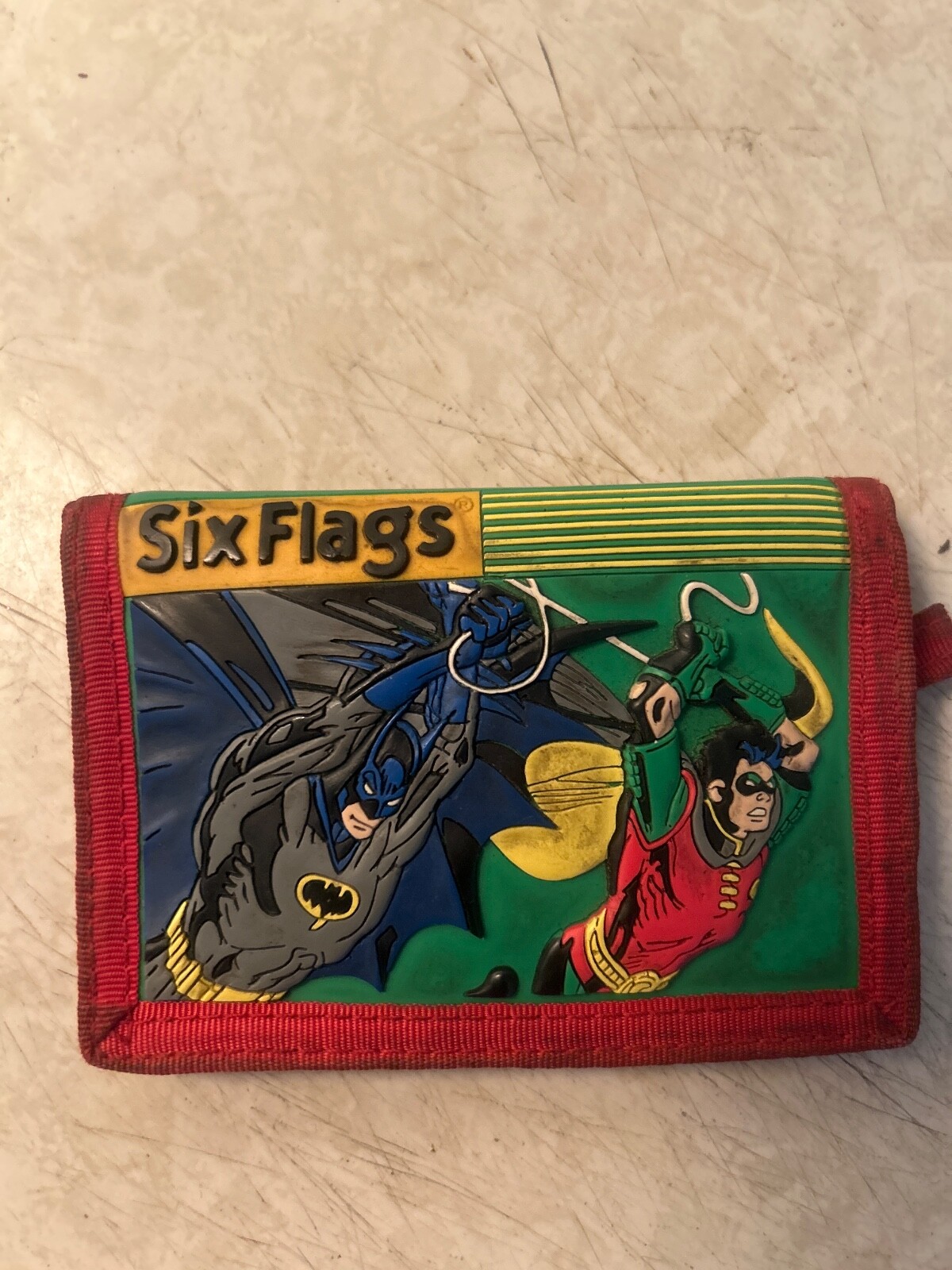 Vintage 1998 Six Flags Batman Robin Bifold Plastic Wallet