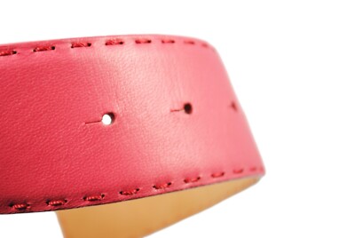 VERSACE Hot Pink Smooth Leather Whipstitch Wide Belt Gold  display picture 1