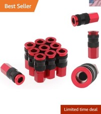 Lightweight 1/4'' NPT Universal Air Couplers - 10pc Fitting Set in Red  Black