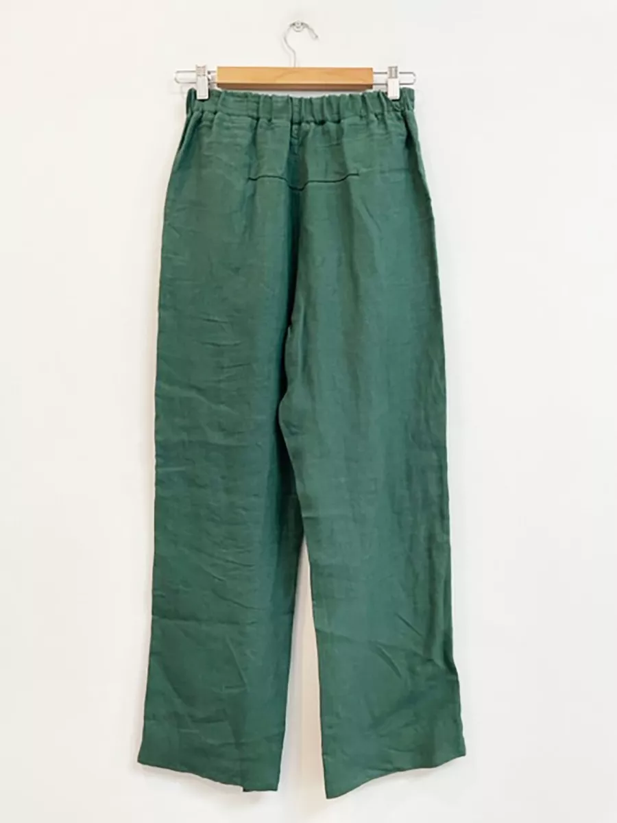 Designer Bassike Size 6 Stunning Green Linen Perfect Women s Pants