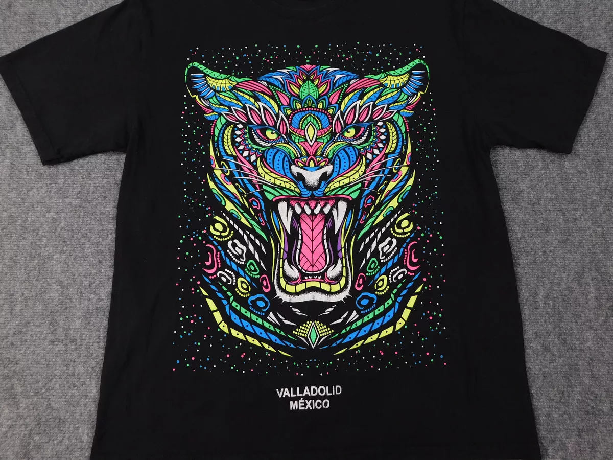 Valladolid Mexico Shirt Adult Large Black Neon Tiger Graphic