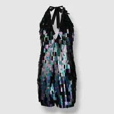 $841 New Arrivals Women Black Strapless Embellished Velvet Mini Dress Size 38