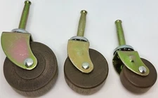 PAIR wood caster wheels BALL BEARING sockets seat grip neck  horn chair stem