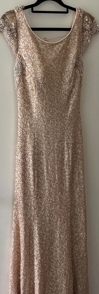 NWT Jadore Heavenly Bridal Peach Maxi Dress NEW Formal Bridal Sz 10 Beads/sequin