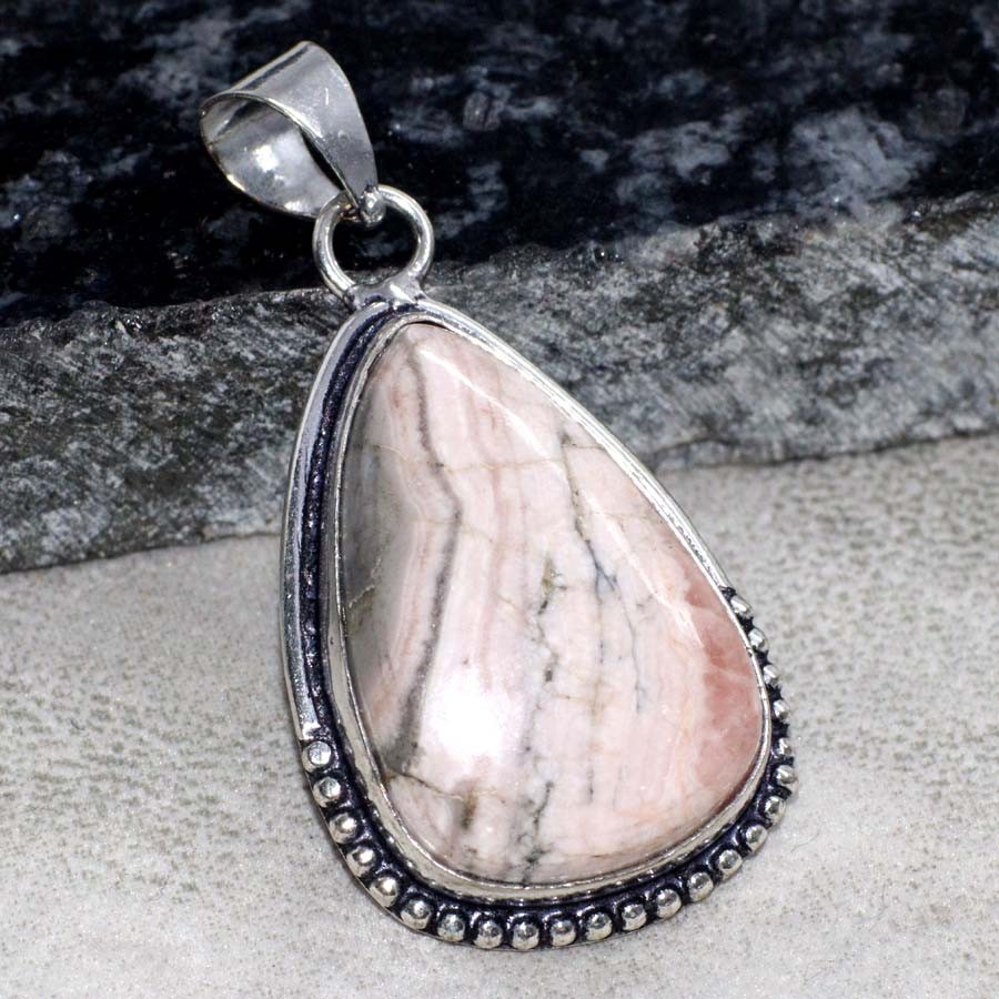 Rhodochrosite 925 Silver Plated Pendant 1.7