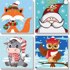 4 Pack Christmas DIY Paint By Numbers Kit For Adults Holiday Wall Art Decor