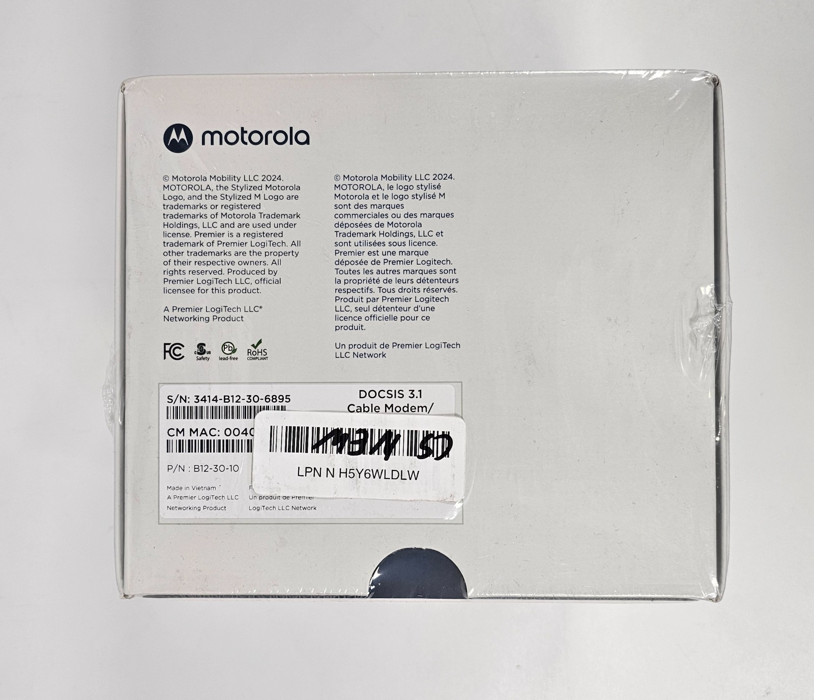 Motorola B12 DOCSIS 3.1 High Speed Cable Modem 2.5Gbps Xfinity, Cox, Spectrum