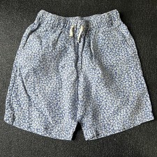 Crewcuts J.Crew Boys Blue White Floral 100 Linen Pull On Shorts sz 12 Preppy