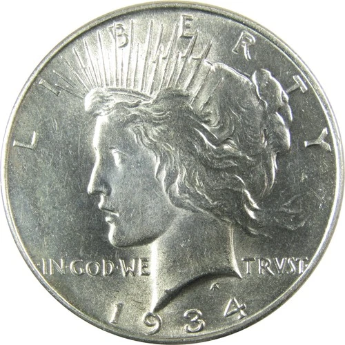 1934 Peace Silver Dollar AU About Uncirculated $1 Coin SKU:I25201