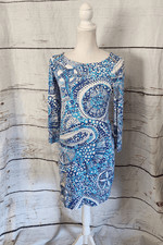 Lilly Pulitzer Sophie 3/4 Sleeve Blue & White Dress Size Small