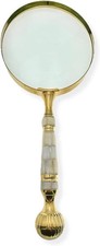Large Magnifying Glass Fine Mother Of Pearl And Brass Handle 4xmagnifier Extra
