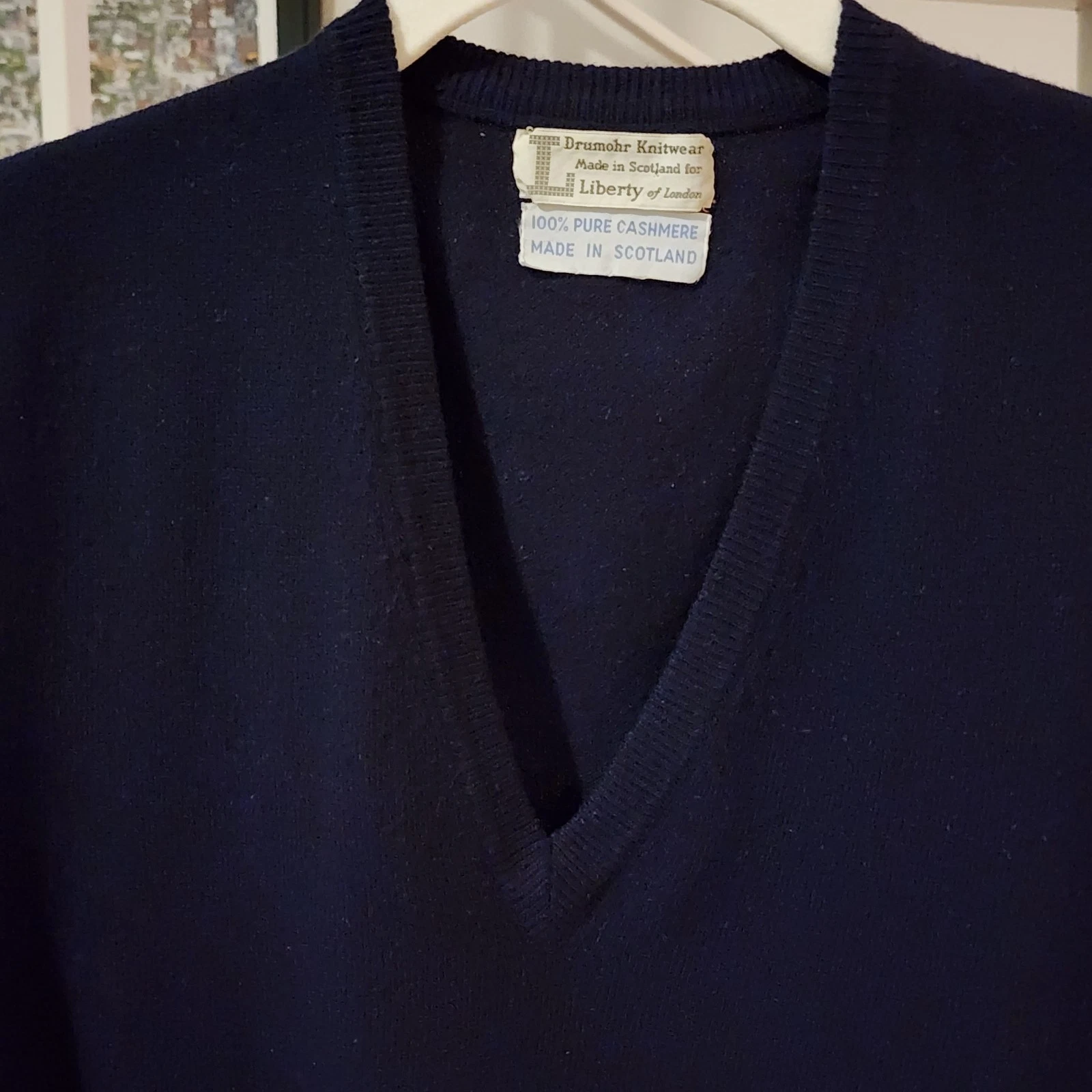 Liberty London x Drumohr Knitwear Vintage 100% Cashmere Vest Blue Made Scotland - product detail image 4