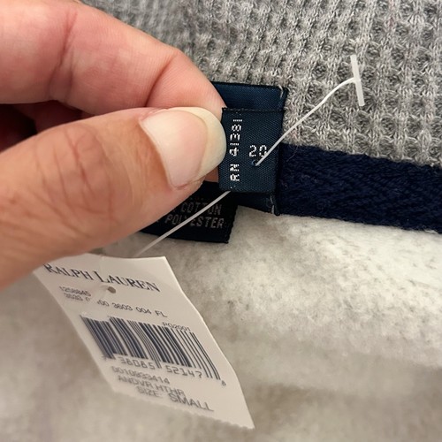 Polo Ralph Lauren Gris Jaspeado Cremallera Tejido Waffle Con Capucha Azul Marino Logo Sudadera - Imagen 11 de 14