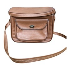 Vintage Brown Leather Camera Carrying Storage Case With Strap Retro Style