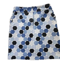 Vtg Talbots Blue And Navy Polka Dot Stretch Cotton Mini Pencil Skirt 4