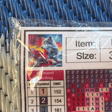 5D Blue Wolf Flowers Diamond Painting Kit 13.8  x 13.8  