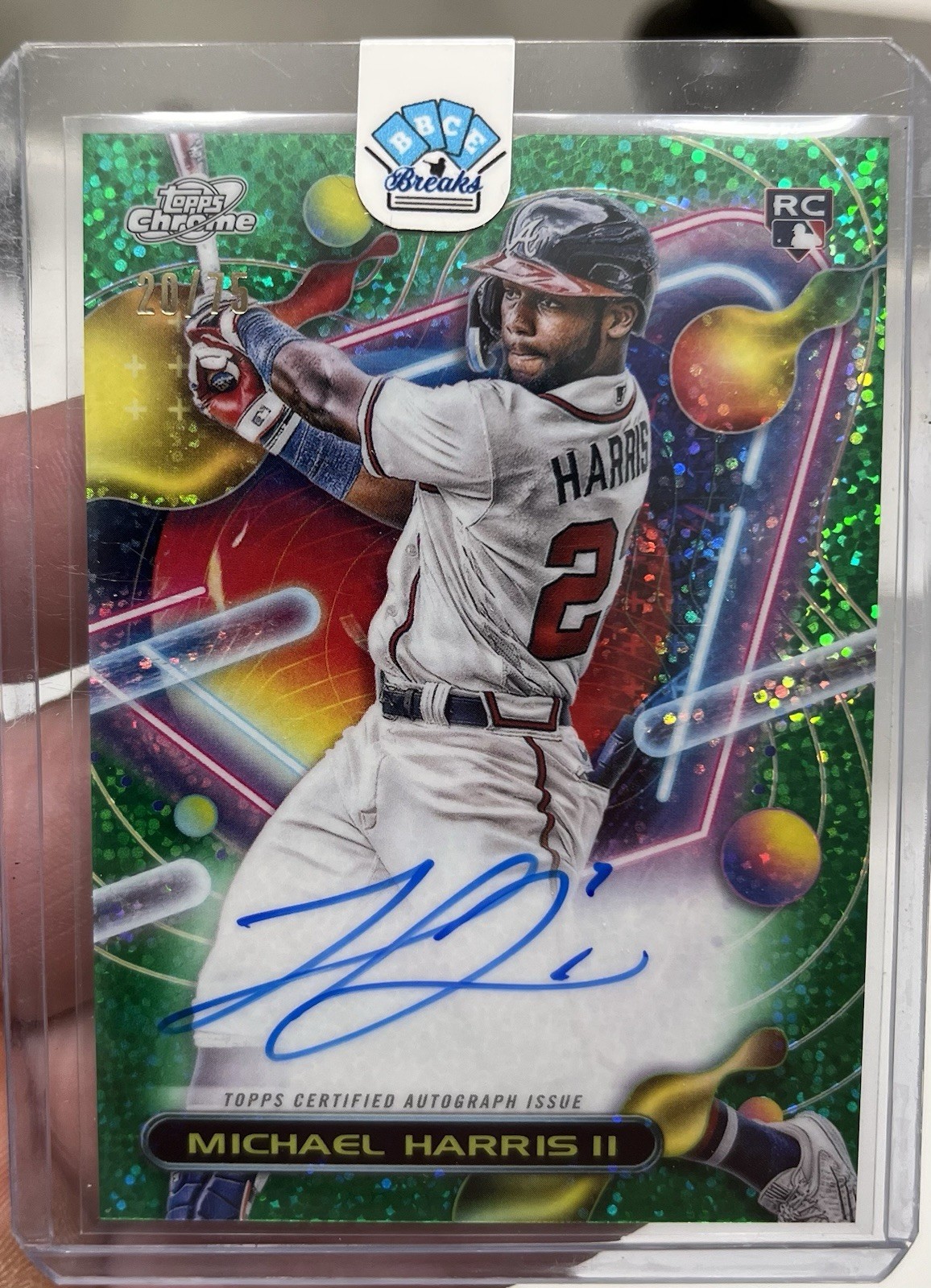 Topps 2023 Cosmic Chrome Michael Harris II Auto Green Space Dust Rookie 20/75