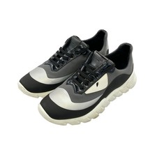 Auténticas Tenis FENDI Para Hombre Corte Bajo EU42 US9 UK8 Logo Negro Gris Cuero
