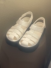 Crocs Stomp Fisherman Platform Sandals Womens 7 Chalk White Slip-On M5 New NWT